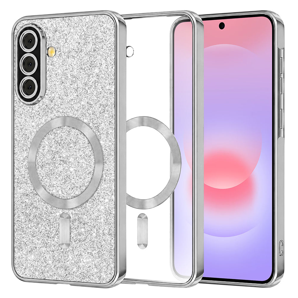 Калъф MagSafe за Samsung Galaxy A37 5G, Techsuit, Luxury Glitter, Сребрист