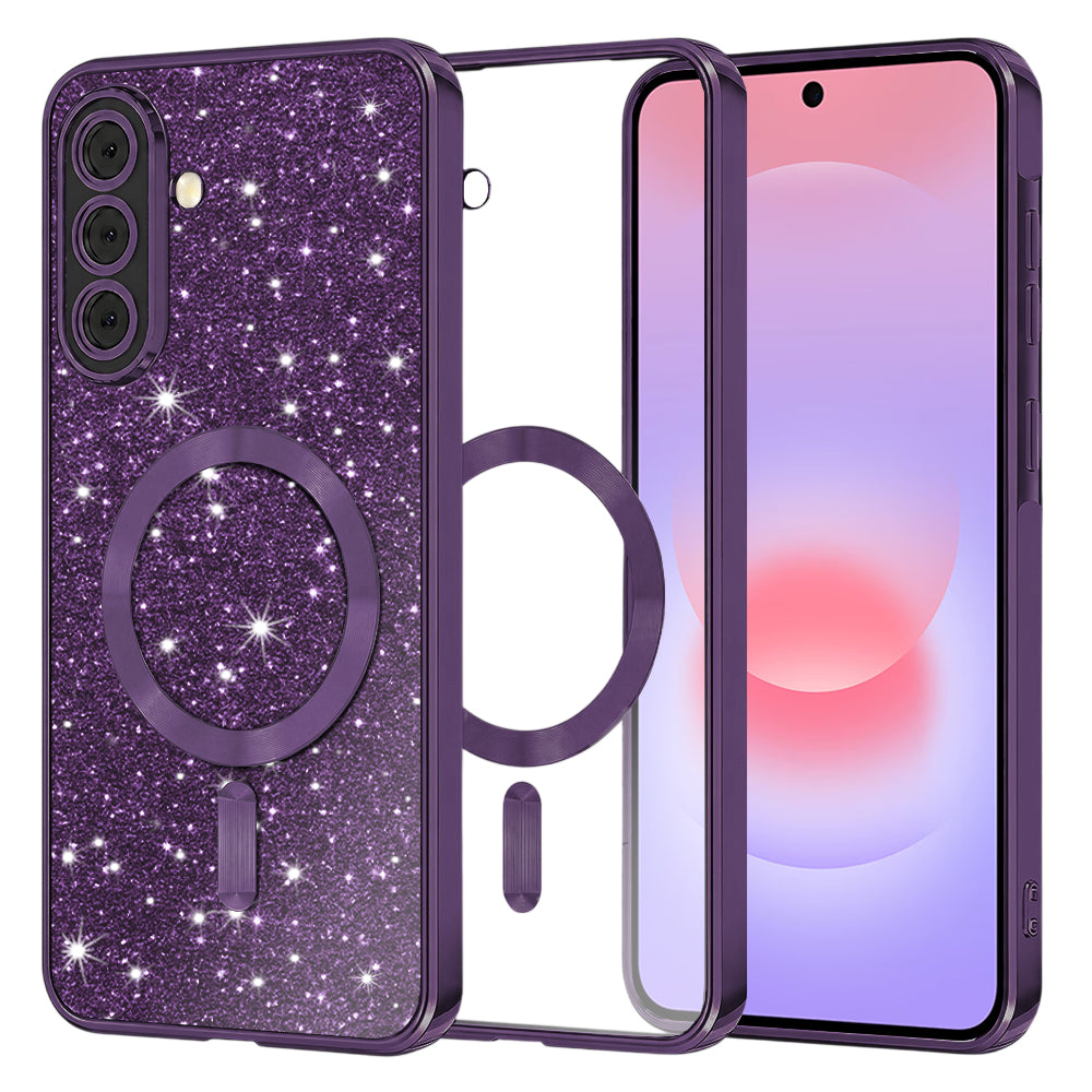 Калъф MagSafe за Samsung Galaxy A37 5G, Techsuit, Luxury Glitter, Тъмно лилав