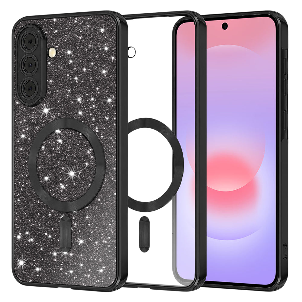 Калъф MagSafe за Samsung Galaxy A37 5G, Techsuit, Luxury Glitter, Черен
