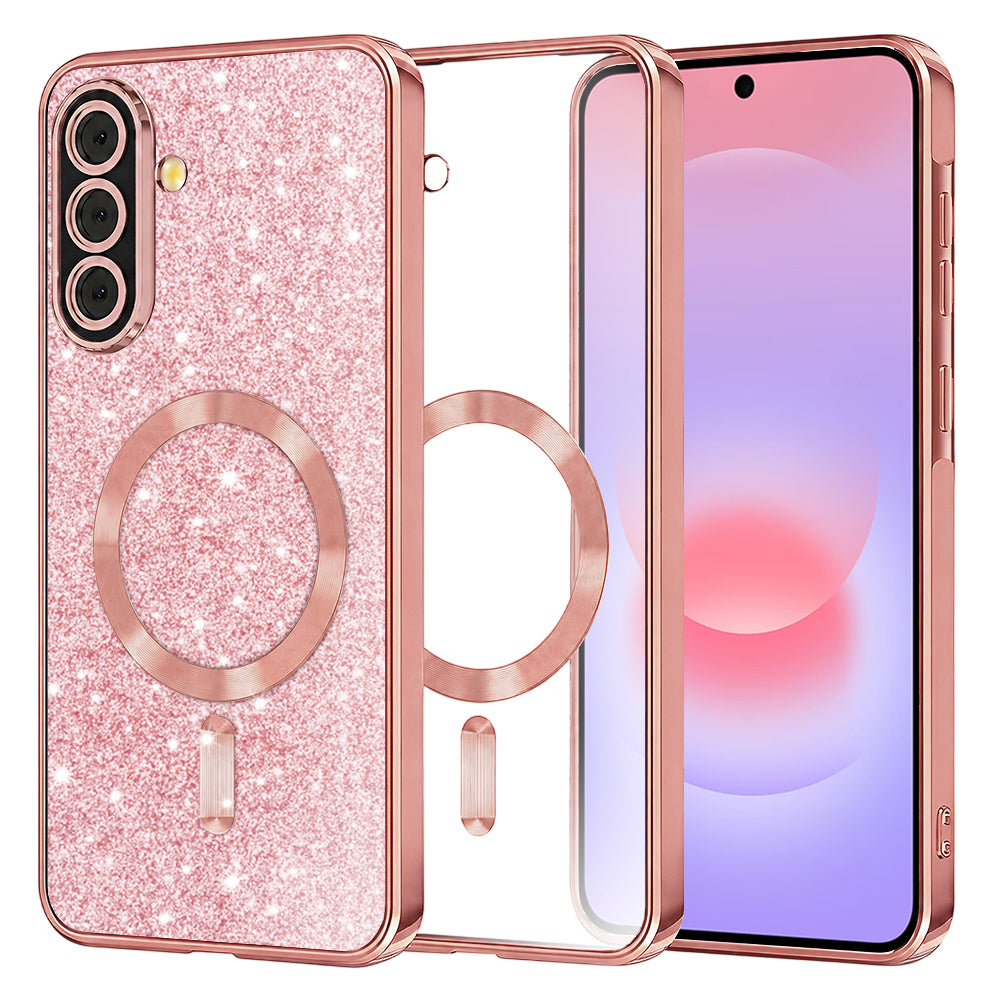 Калъф MagSafe за Samsung Galaxy A37 5G, Techsuit, Luxury Glitter, Розово злато