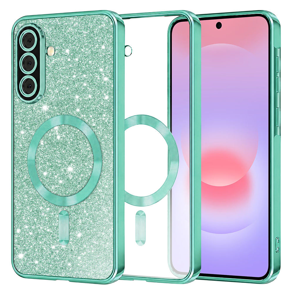Калъф MagSafe за Samsung Galaxy A37 5G, Techsuit, Luxury Glitter, Светлозелен