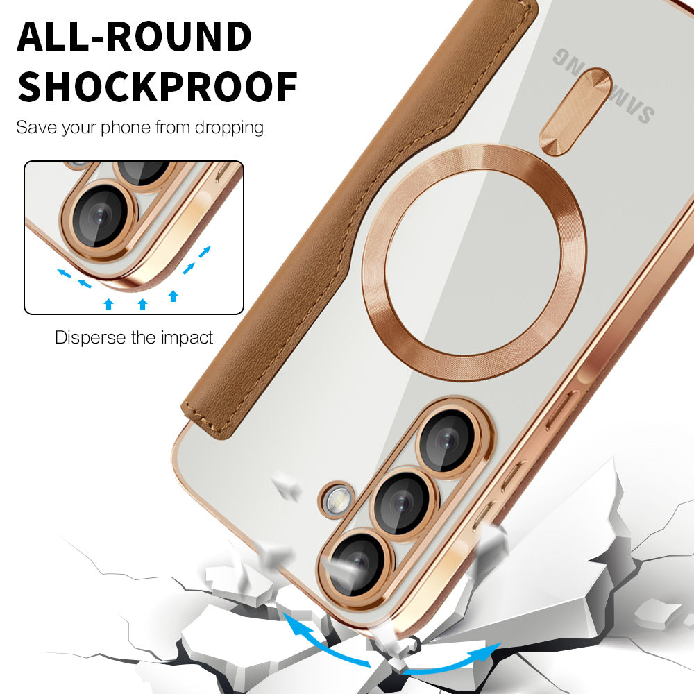 MagSafe Case for Samsung Galaxy A37 5G, Techsuit, SmartMag Book, Brown