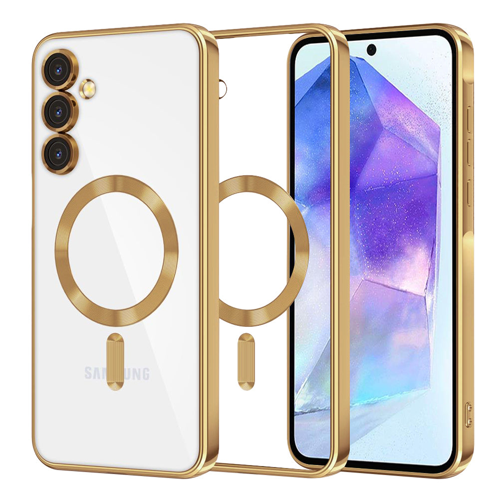 Калъф MagSafe за Samsung Galaxy A55 5G A556, Techsuit, Luxury Crystal, Златист