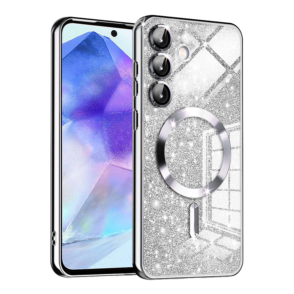 Калъф MagSafe за Samsung Galaxy A55 5G A556, Techsuit, Luxury Glitter, Сребрист