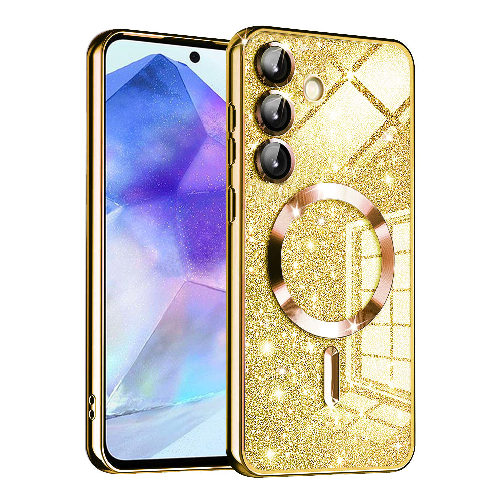 Калъф MagSafe за Samsung Galaxy A55 5G A556, Techsuit, Luxury Glitter, Златист