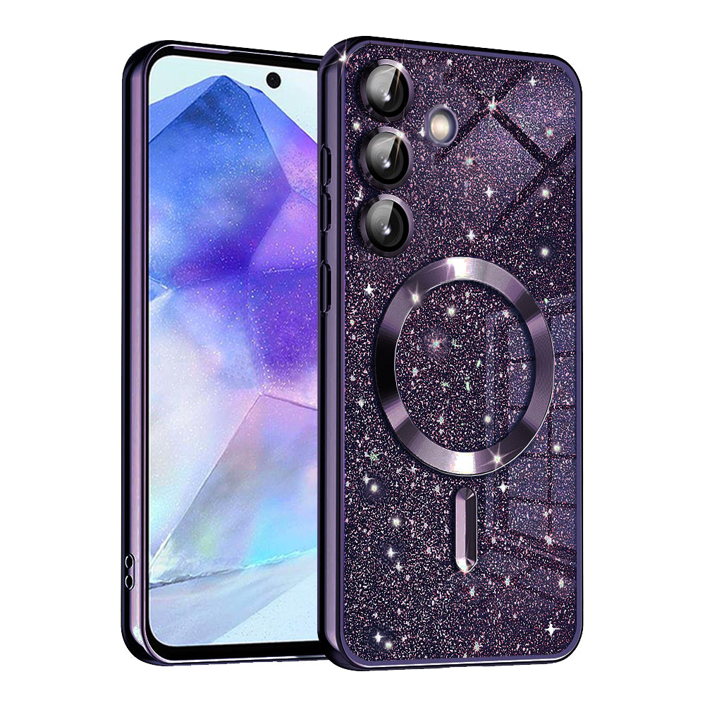 Калъф MagSafe за Samsung Galaxy A55 5G A556, Techsuit, Luxury Glitter, Тъмно лилав
