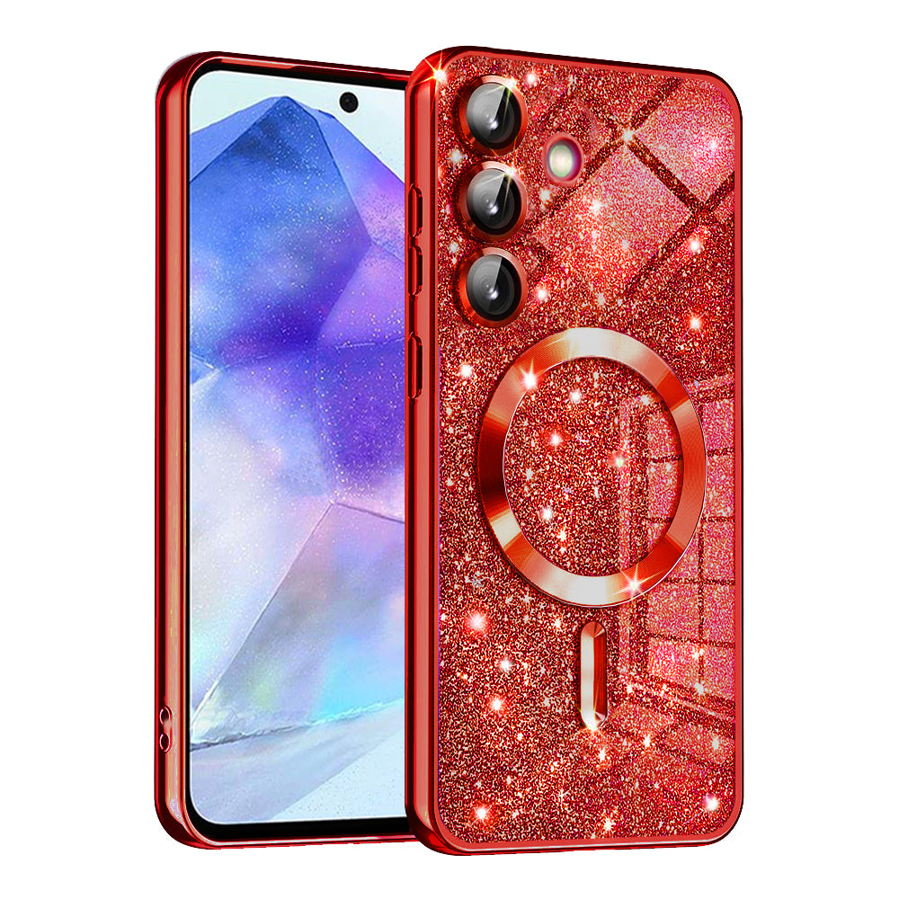 Калъф MagSafe за Samsung Galaxy A55 5G A556, Techsuit, Luxury Glitter, Червен