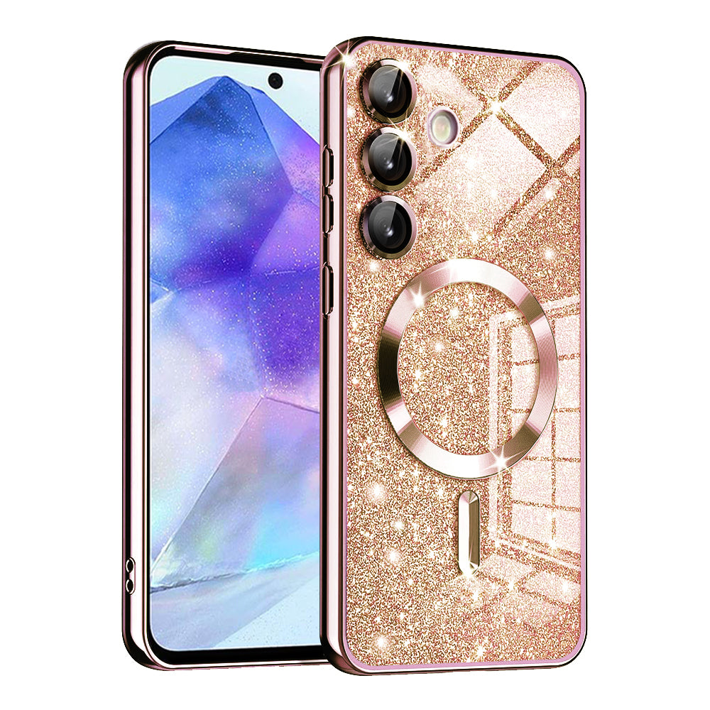 Калъф MagSafe за Samsung Galaxy A55 5G A556, Techsuit, Luxury Glitter, Розово злато