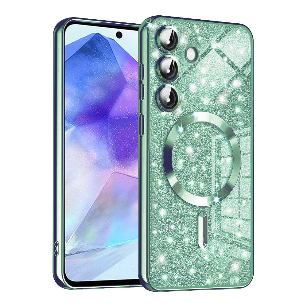 Калъф MagSafe за Samsung Galaxy A55 5G A556, Techsuit, Luxury Glitter, Светлозелен