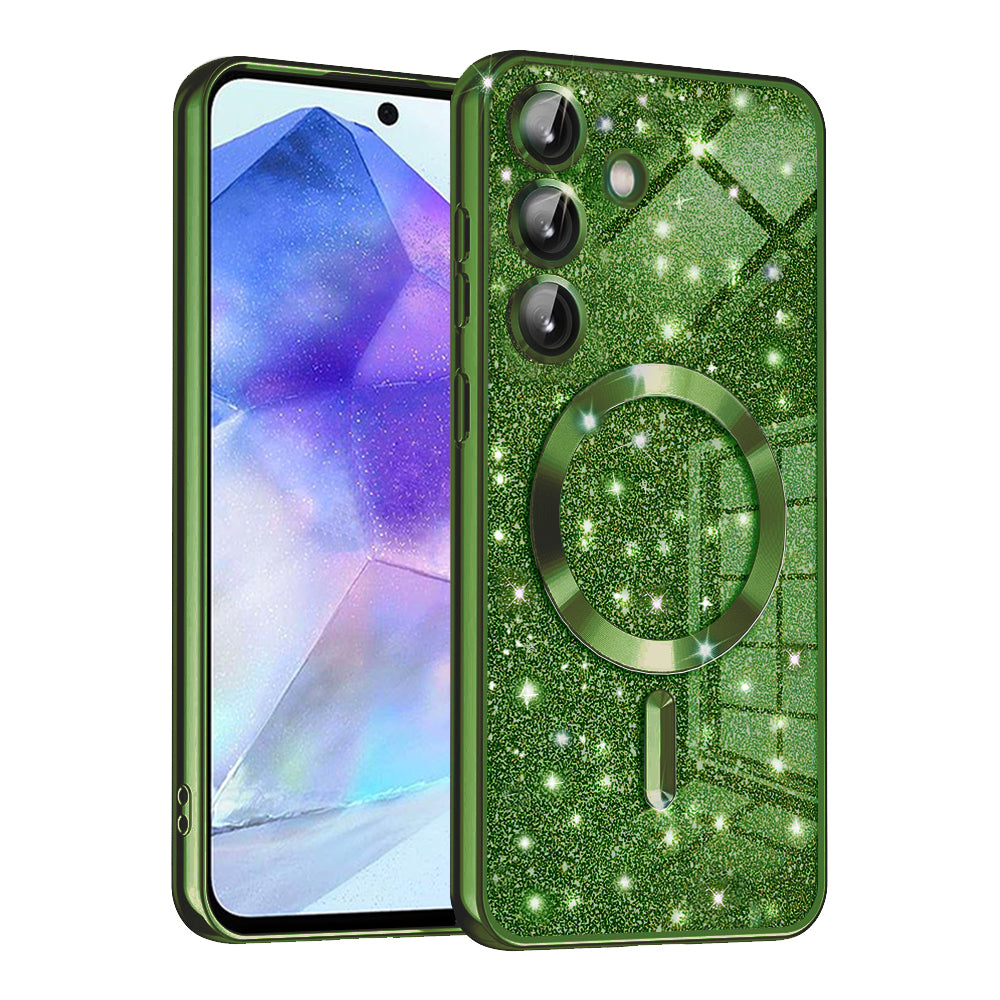 Калъф MagSafe за Samsung Galaxy A55 5G A556, Techsuit, Luxury Glitter, Тъмнозелен