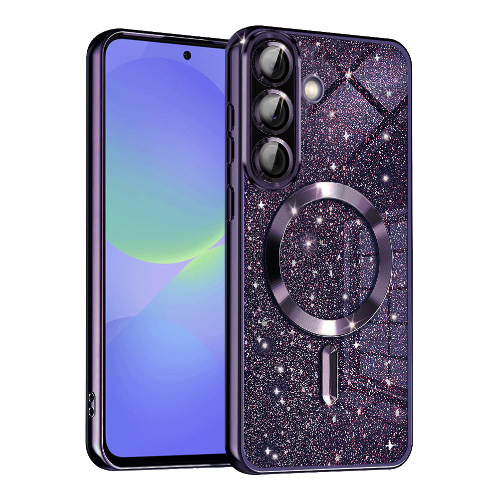 Калъф MagSafe за Samsung Galaxy A56 A566 / A36 A366, Techsuit, Luxury Glitter, Тъмно лилав