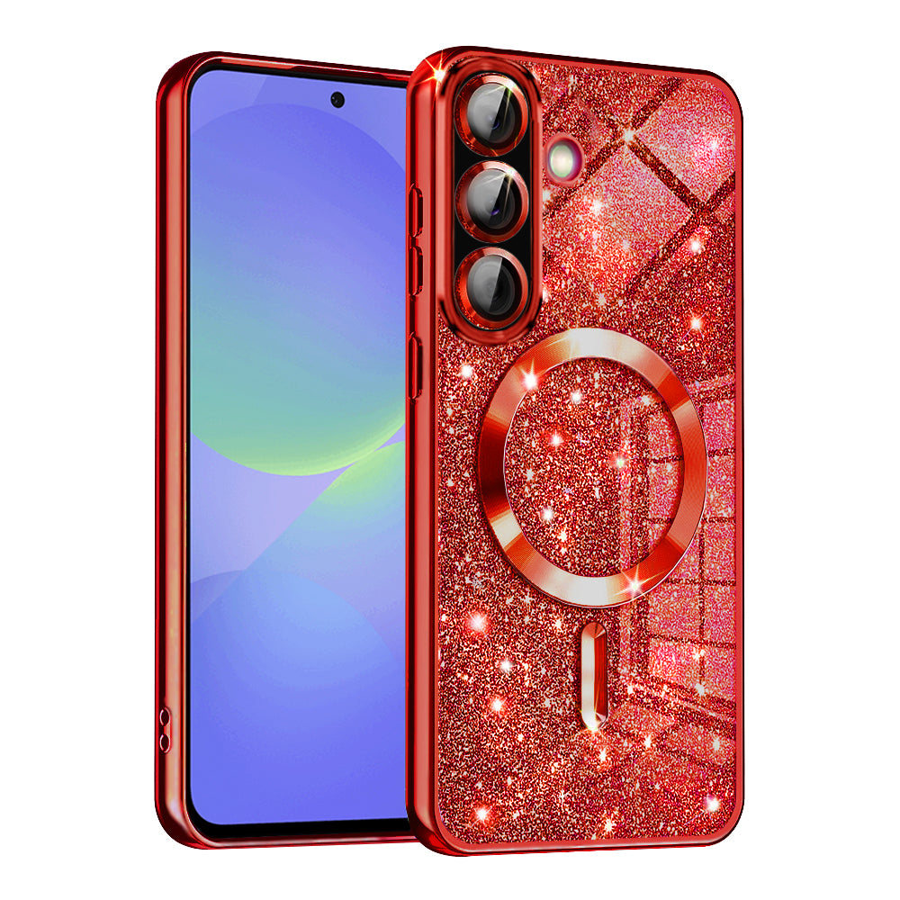 Калъф MagSafe за Samsung Galaxy A56 A566 / A36 A366, Techsuit, Luxury Glitter, Червен