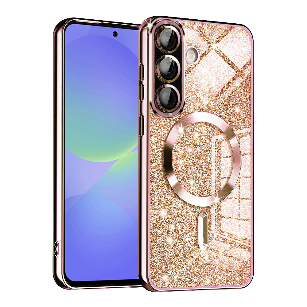 Калъф MagSafe за Samsung Galaxy A56 A566 / A36 A366, Techsuit, Luxury Glitter, Розово злато