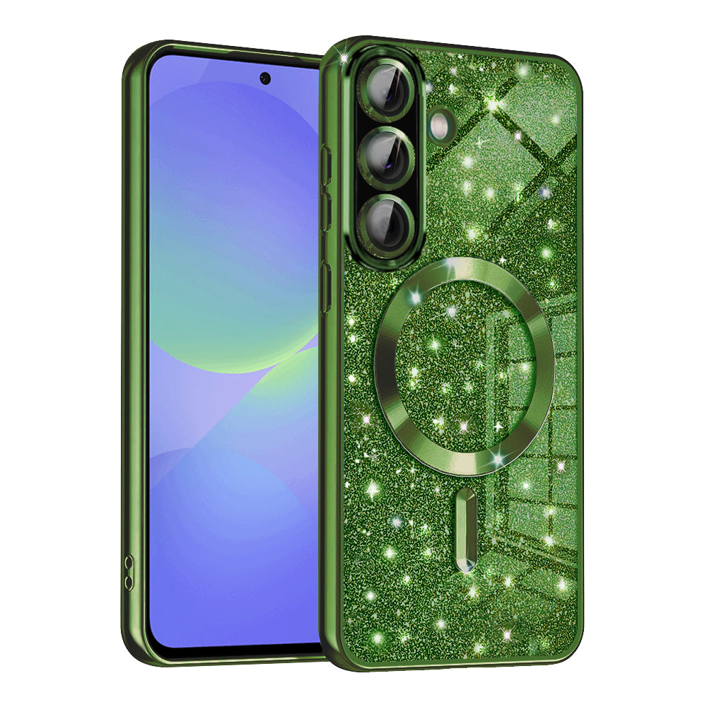Калъф MagSafe за Samsung Galaxy A56 A566 / A36 A366, Techsuit, Luxury Glitter, Тъмнозелен