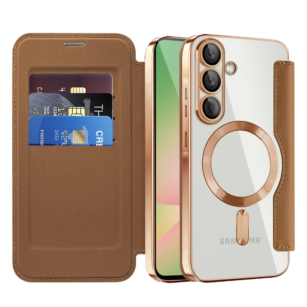 Калъф MagSafe за Samsung Galaxy A56 A566, Techsuit, SmartMag Book, Кафяв