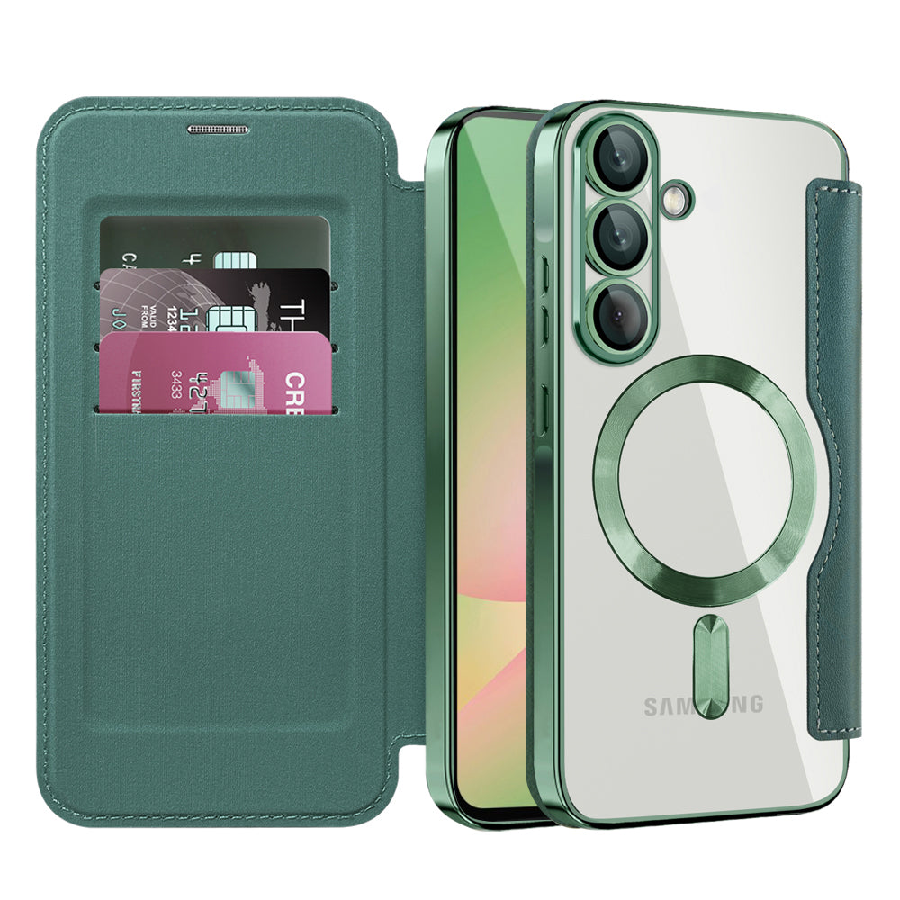 Калъф MagSafe за Samsung Galaxy A56 A566, Techsuit, SmartMag Book, Зелен