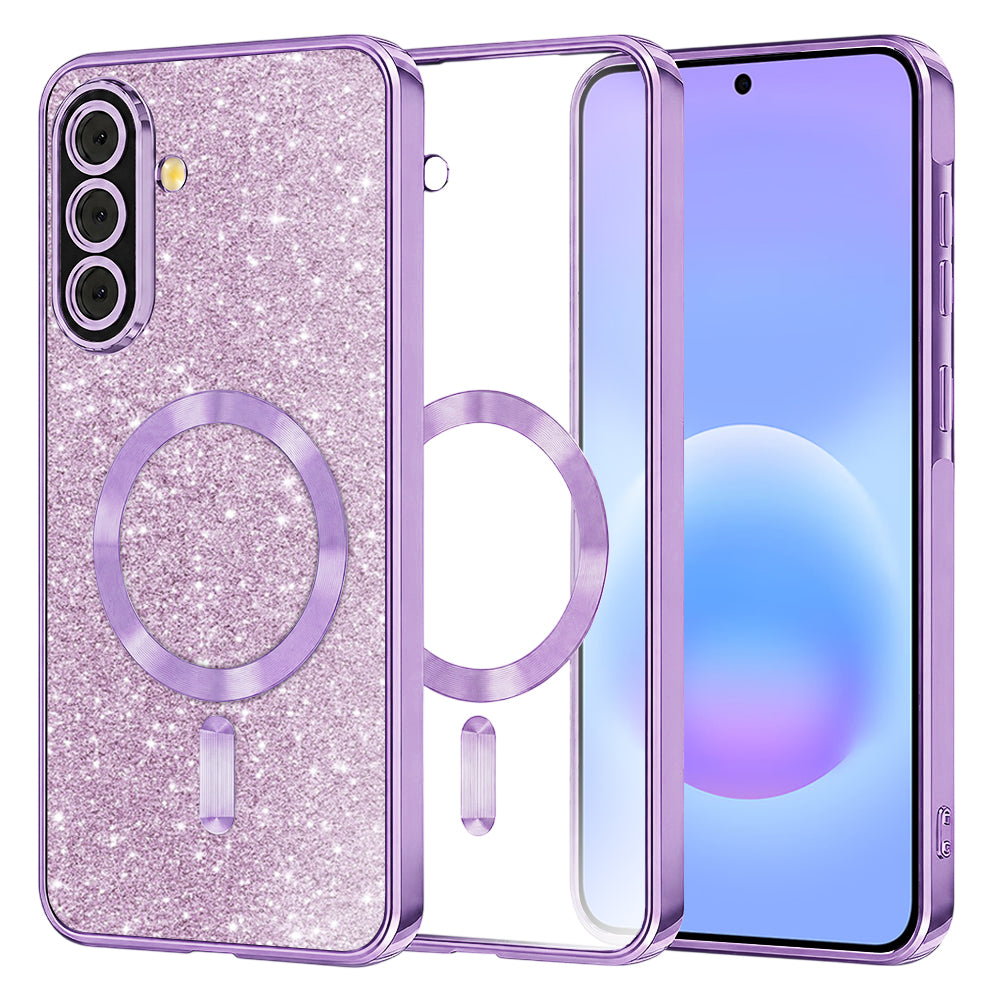 Калъф MagSafe за Samsung Galaxy A57 5G, Techsuit, Luxury Glitter, Светло лилав