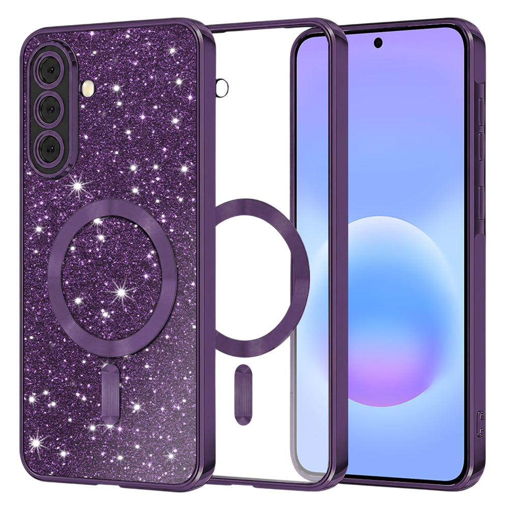 Калъф MagSafe за Samsung Galaxy A57 5G, Techsuit, Luxury Glitter, Тъмно лилав