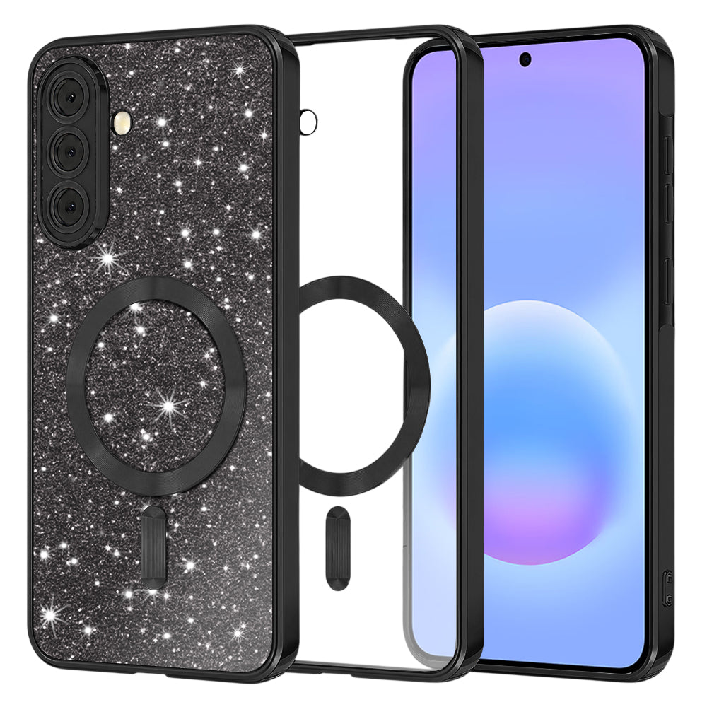 Калъф MagSafe за Samsung Galaxy A57 5G, Techsuit, Luxury Glitter, Черен