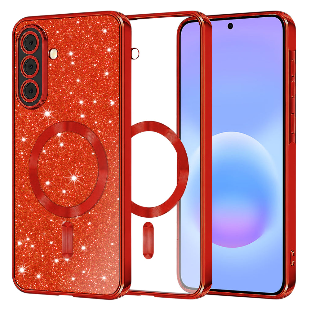 Калъф MagSafe за Samsung Galaxy A57 5G, Techsuit, Luxury Glitter, Червен