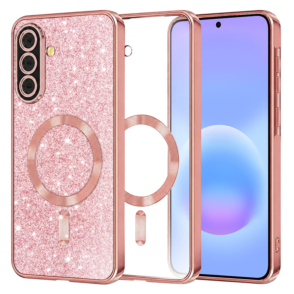 Калъф MagSafe за Samsung Galaxy A57 5G, Techsuit, Luxury Glitter, Розово злато