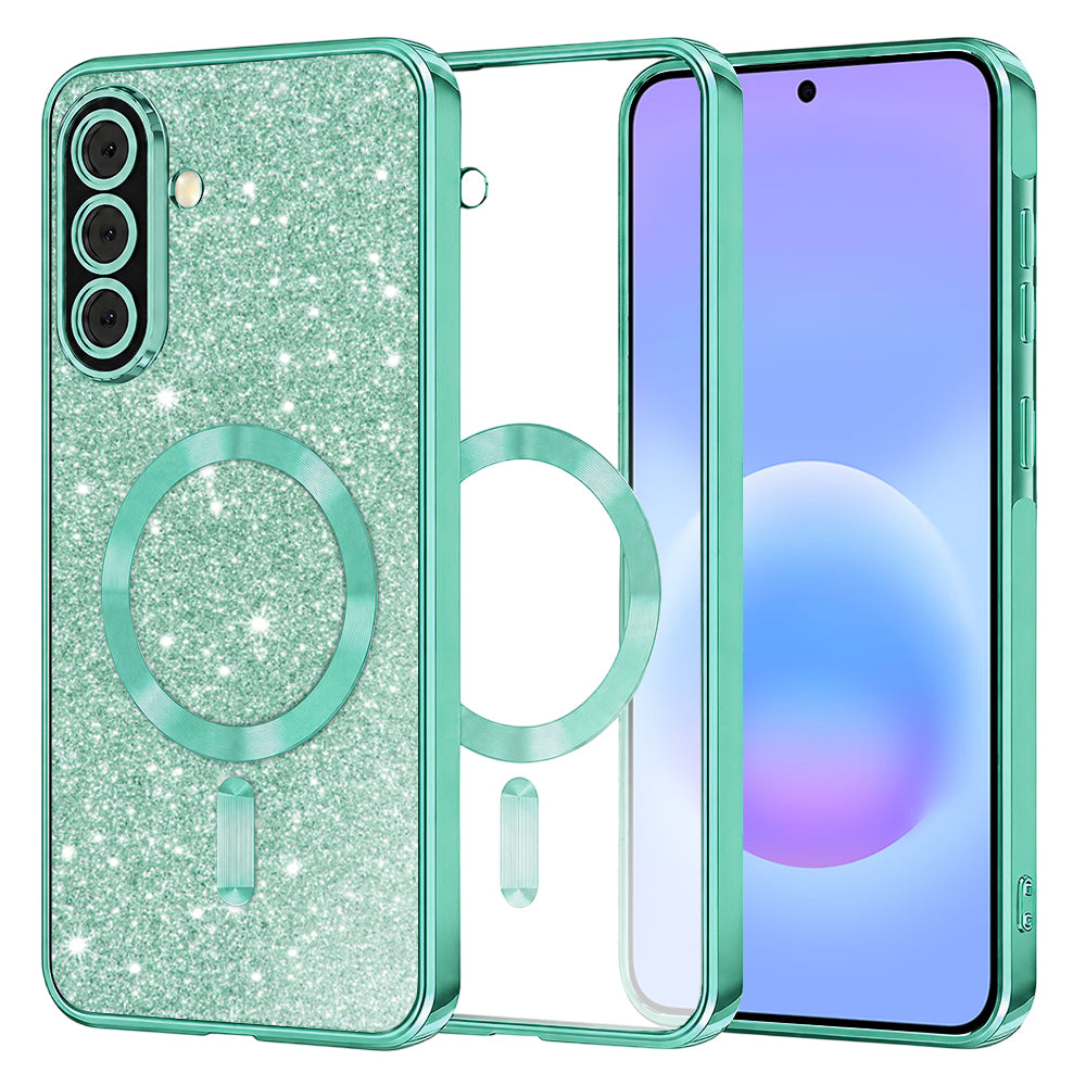 Калъф MagSafe за Samsung Galaxy A57 5G, Techsuit, Luxury Glitter, Светлозелен