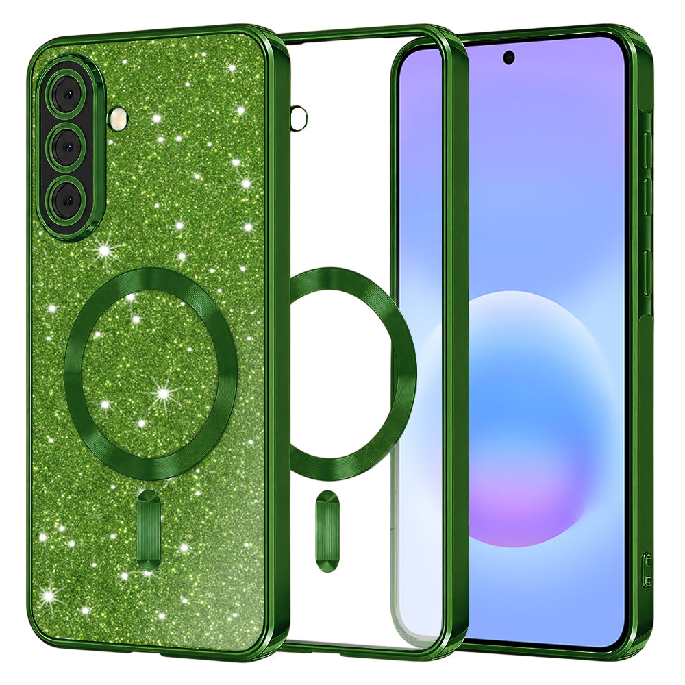 Калъф MagSafe за Samsung Galaxy A57 5G, Techsuit, Luxury Glitter, Тъмнозелен