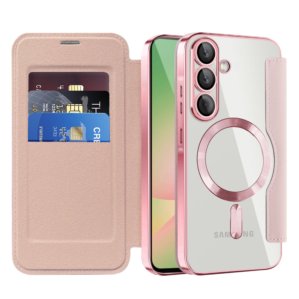 Калъф MagSafe за Samsung Galaxy A57 5G, Techsuit, SmartMag Book, Розов