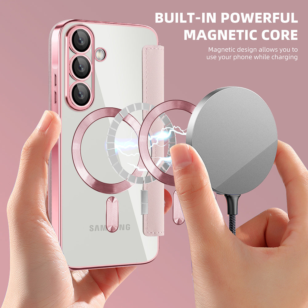 Калъф MagSafe за Samsung Galaxy A57 5G, Techsuit, SmartMag Book, Розов