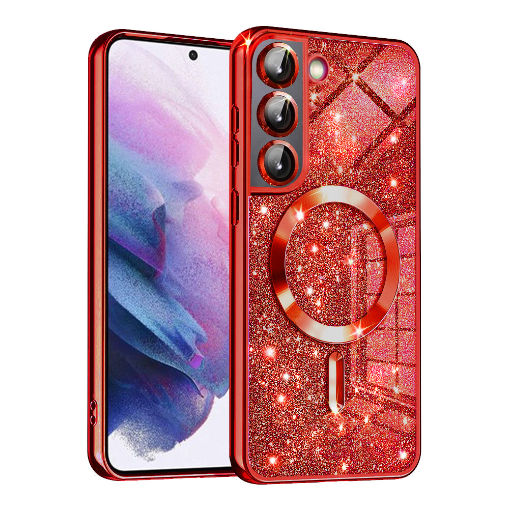 Калъф MagSafe за Samsung Galaxy S21 5G G991, Techsuit, Luxury Glitter, Червен