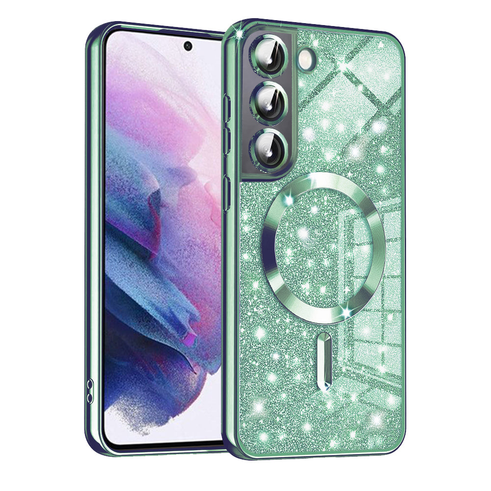 Калъф MagSafe за Samsung Galaxy S21 5G G991, Techsuit, Luxury Glitter, Светлозелен