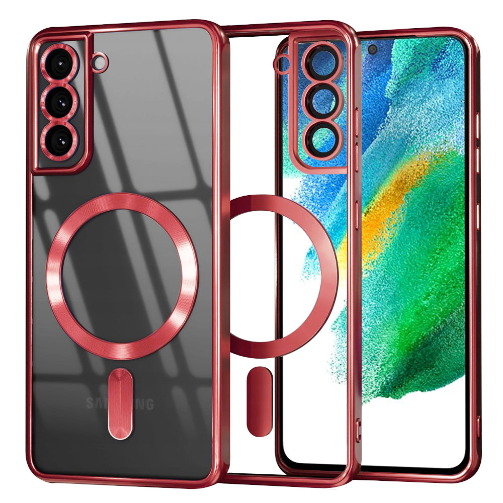 Калъф MagSafe за Samsung Galaxy S21 FE 5G G990, Techsuit, Luxury Crystal, Червен