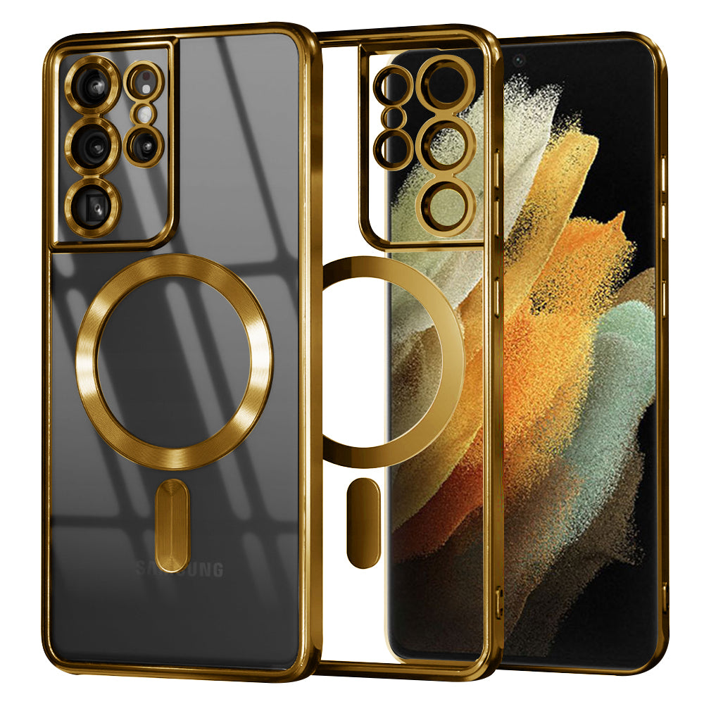 Калъф MagSafe за Samsung Galaxy S21 Ultra 5G G998, Techsuit, Luxury Crystal, Златист