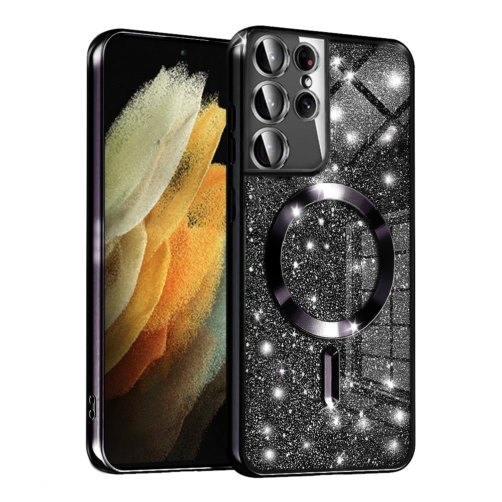 Калъф MagSafe за Samsung Galaxy S21 Ultra 5G G998, Techsuit, Luxury Glitter, Черен