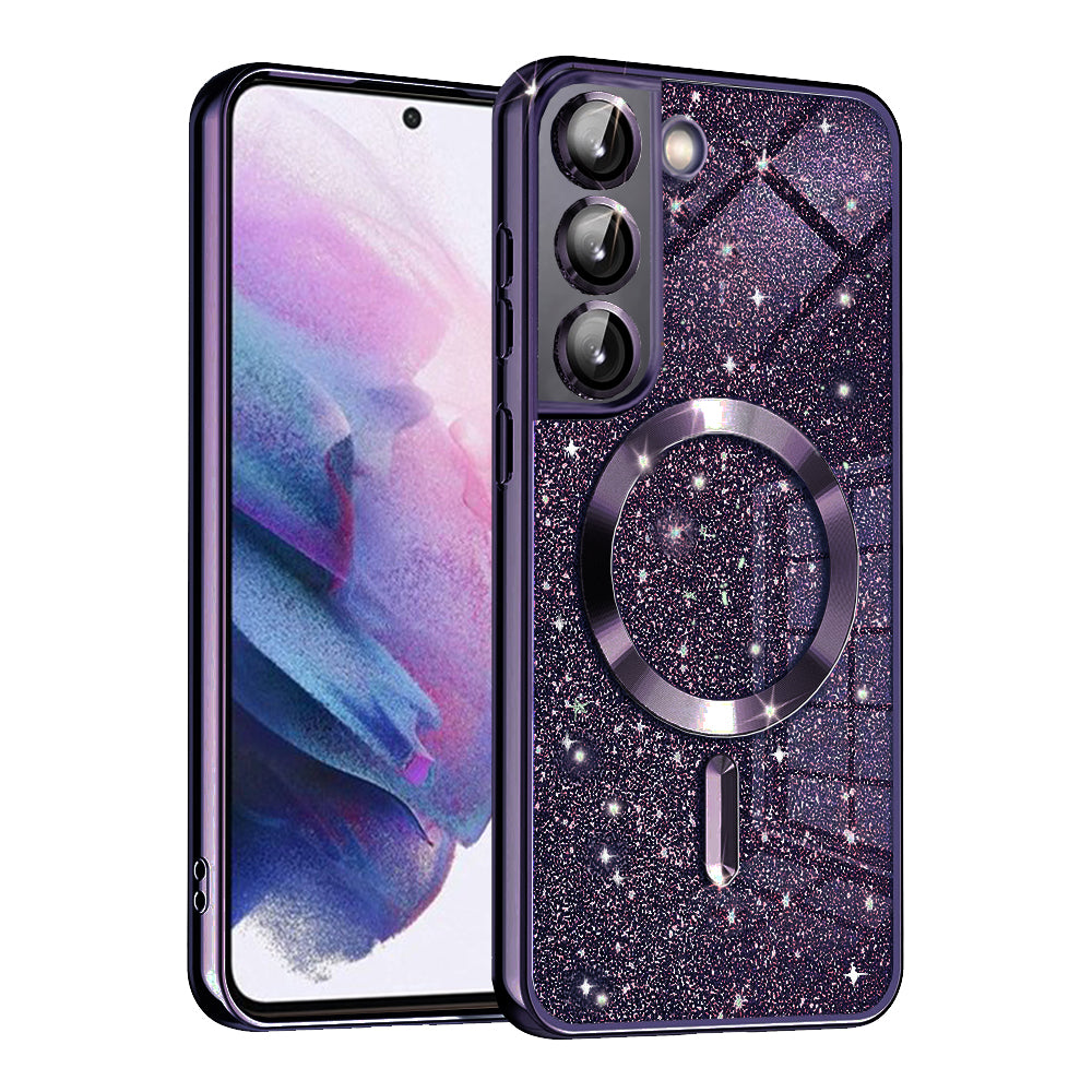 Калъф MagSafe за Samsung Galaxy S22 5G S901, Techsuit, Luxury Glitter, Тъмно лилав