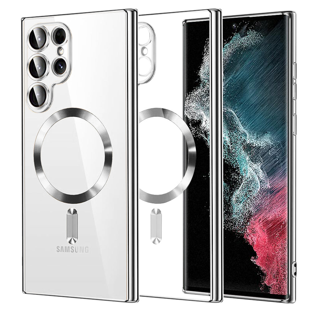 Калъф MagSafe за Samsung Galaxy S22 Ultra 5G S908, Techsuit, Luxury Crystal, Сребрист