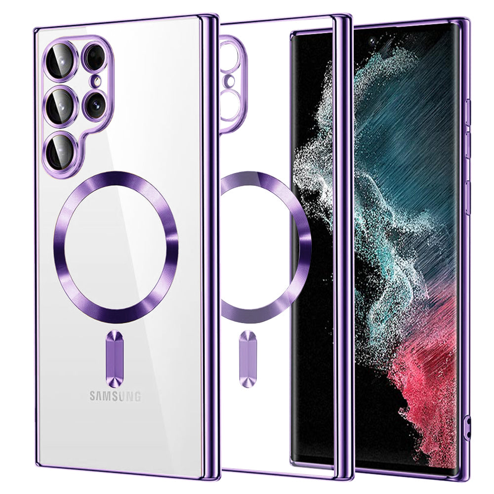 Калъф MagSafe за Samsung Galaxy S22 Ultra 5G S908, Techsuit, Luxury Crystal, Светло лилав