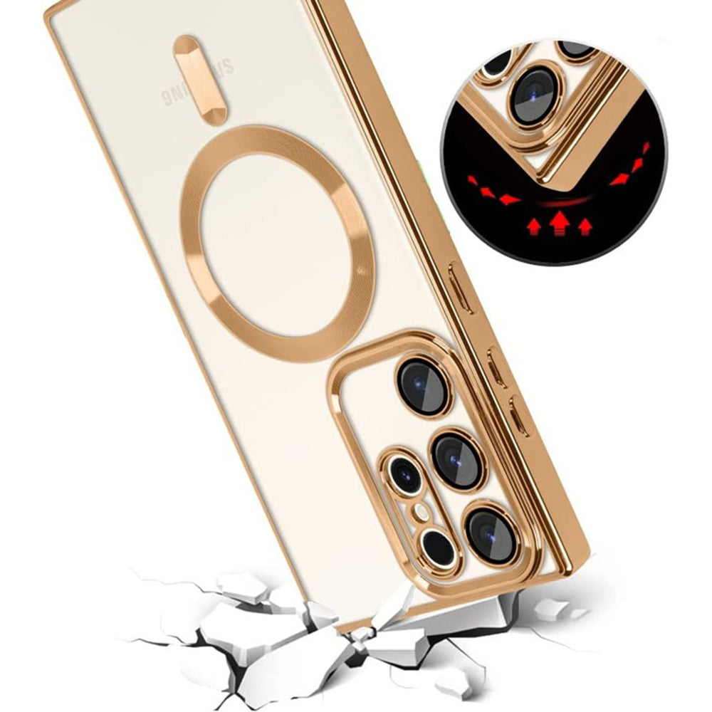Калъф MagSafe за Samsung Galaxy S22 Ultra 5G S908, Techsuit, Luxury Crystal, Червен