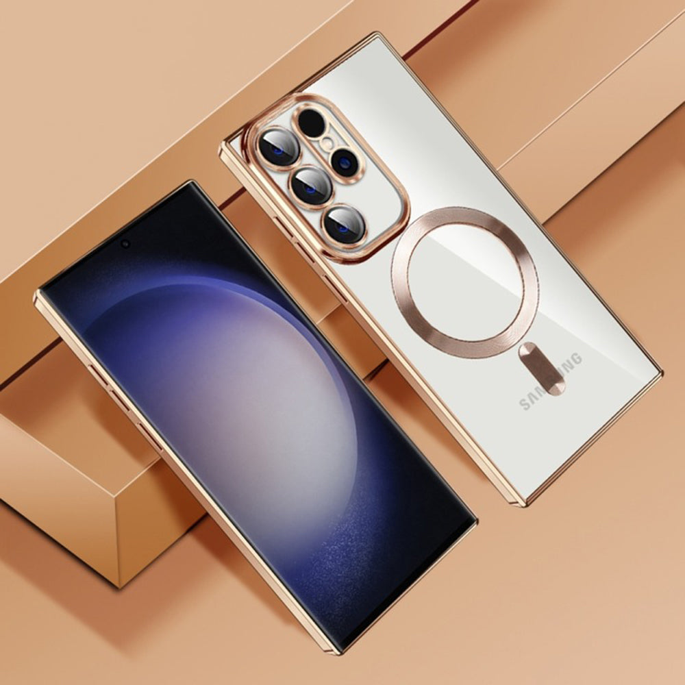 Калъф MagSafe за Samsung Galaxy S22 Ultra 5G S908, Techsuit, Luxury Crystal, Червен
