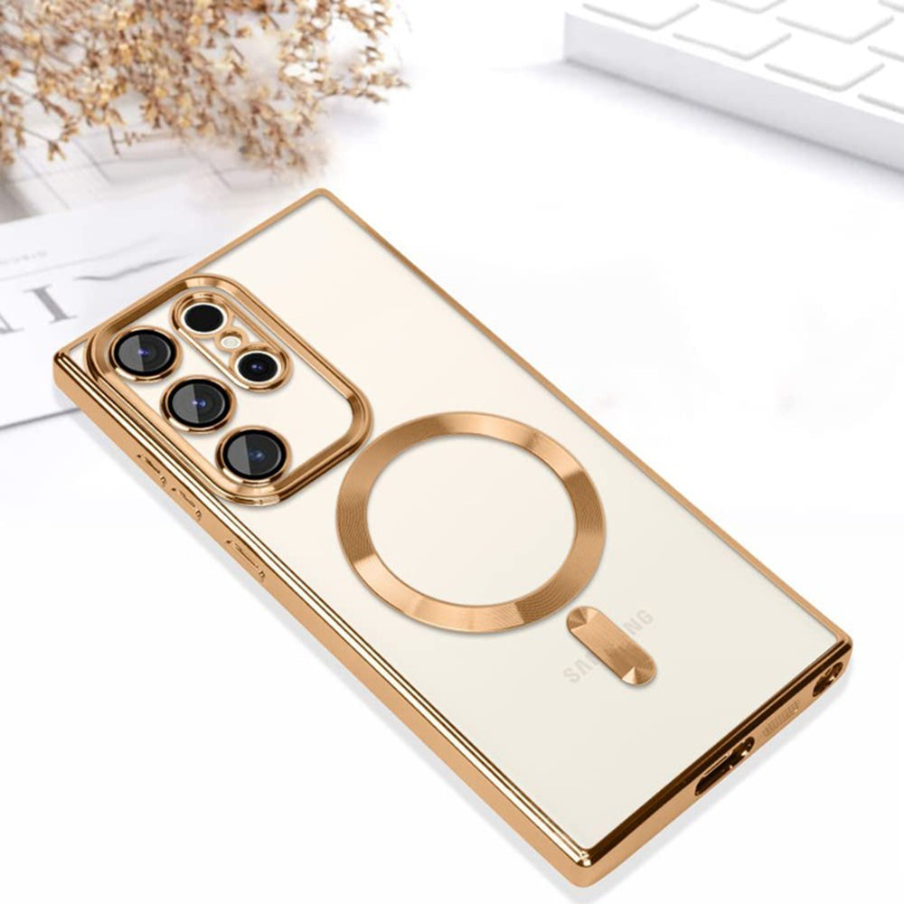 Калъф MagSafe за Samsung Galaxy S22 Ultra 5G S908, Techsuit, Luxury Crystal, Червен
