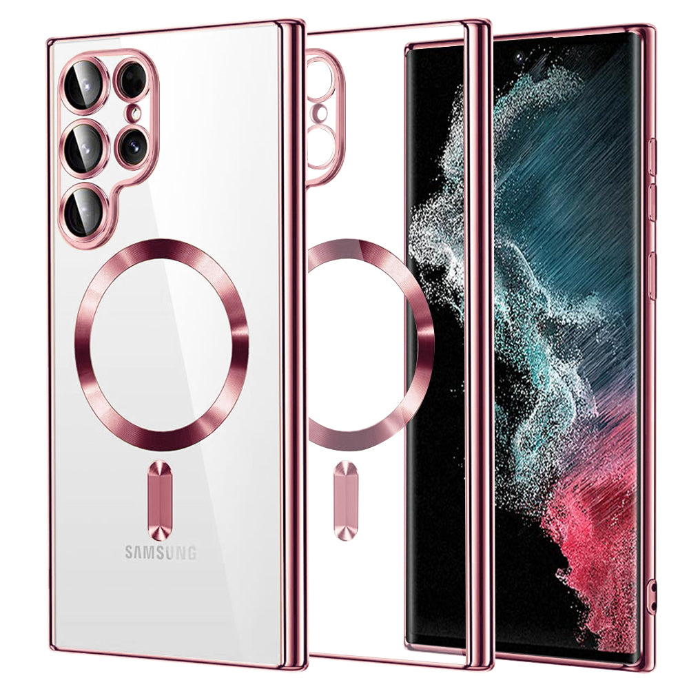Калъф MagSafe за Samsung Galaxy S22 Ultra 5G S908, Techsuit, Luxury Crystal, Розов