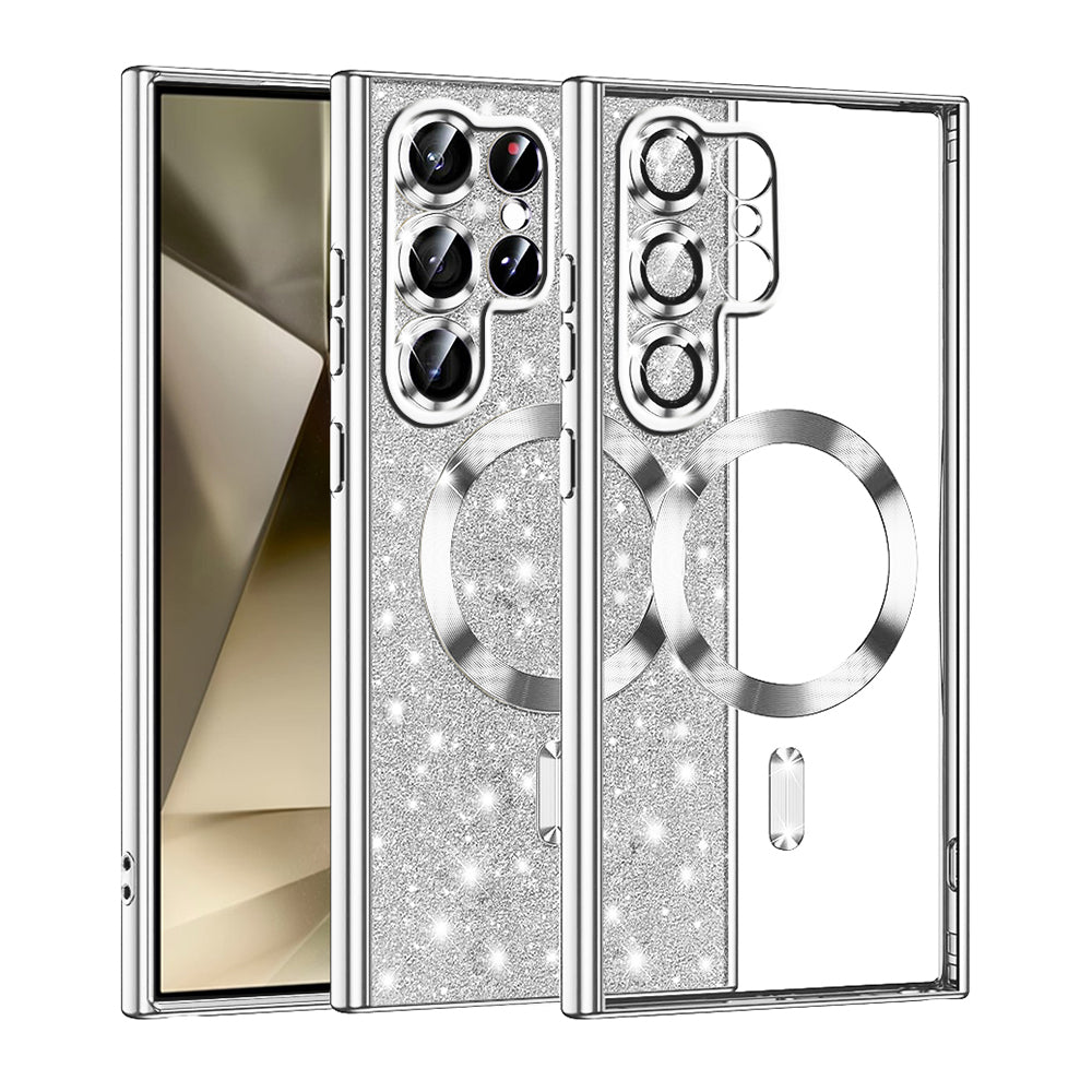Калъф MagSafe за Samsung Galaxy S22 Ultra 5G S908, Techsuit, Luxury Glitter, Сребрист