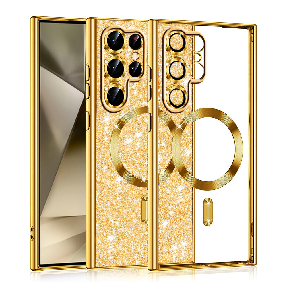Калъф MagSafe за Samsung Galaxy S22 Ultra 5G S908, Techsuit, Luxury Glitter, Златист