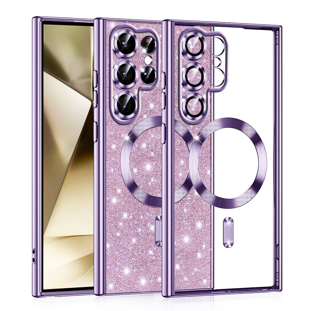 Калъф MagSafe за Samsung Galaxy S22 Ultra 5G S908, Techsuit, Luxury Glitter, Светло лилав