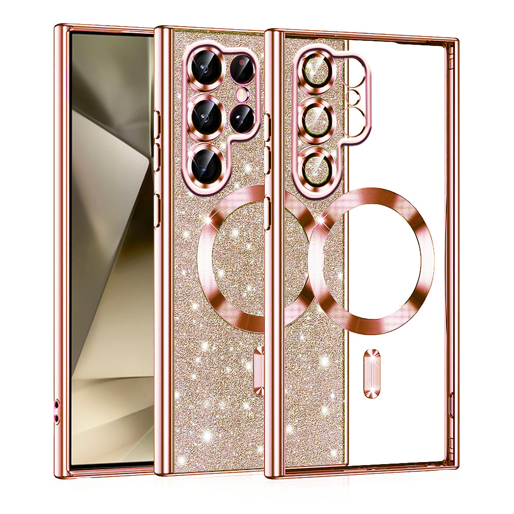 Калъф MagSafe за Samsung Galaxy S22 Ultra 5G S908, Techsuit, Luxury Glitter, Розово злато