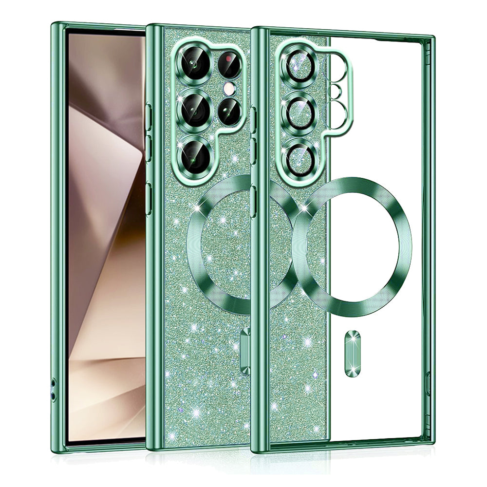 Калъф MagSafe за Samsung Galaxy S22 Ultra 5G S908, Techsuit, Luxury Glitter, Светлозелен