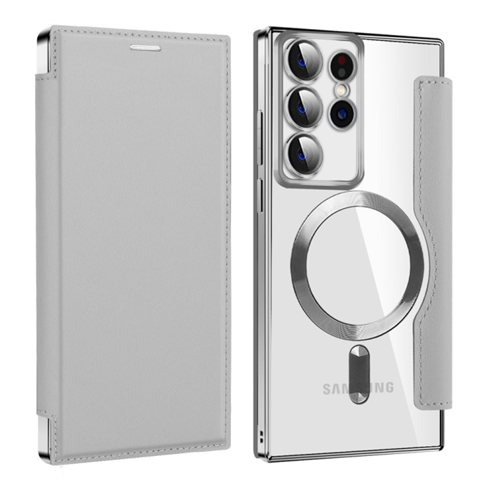 Калъф MagSafe за Samsung Galaxy S22 Ultra 5G S908, Techsuit, SmartMag Book, Сив