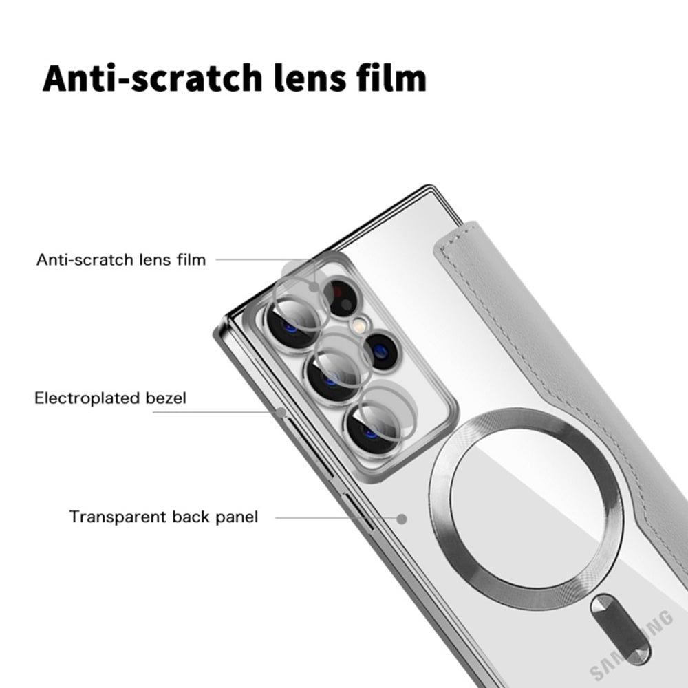 Калъф MagSafe за Samsung Galaxy S22 Ultra 5G S908, Techsuit, SmartMag Book, Сив