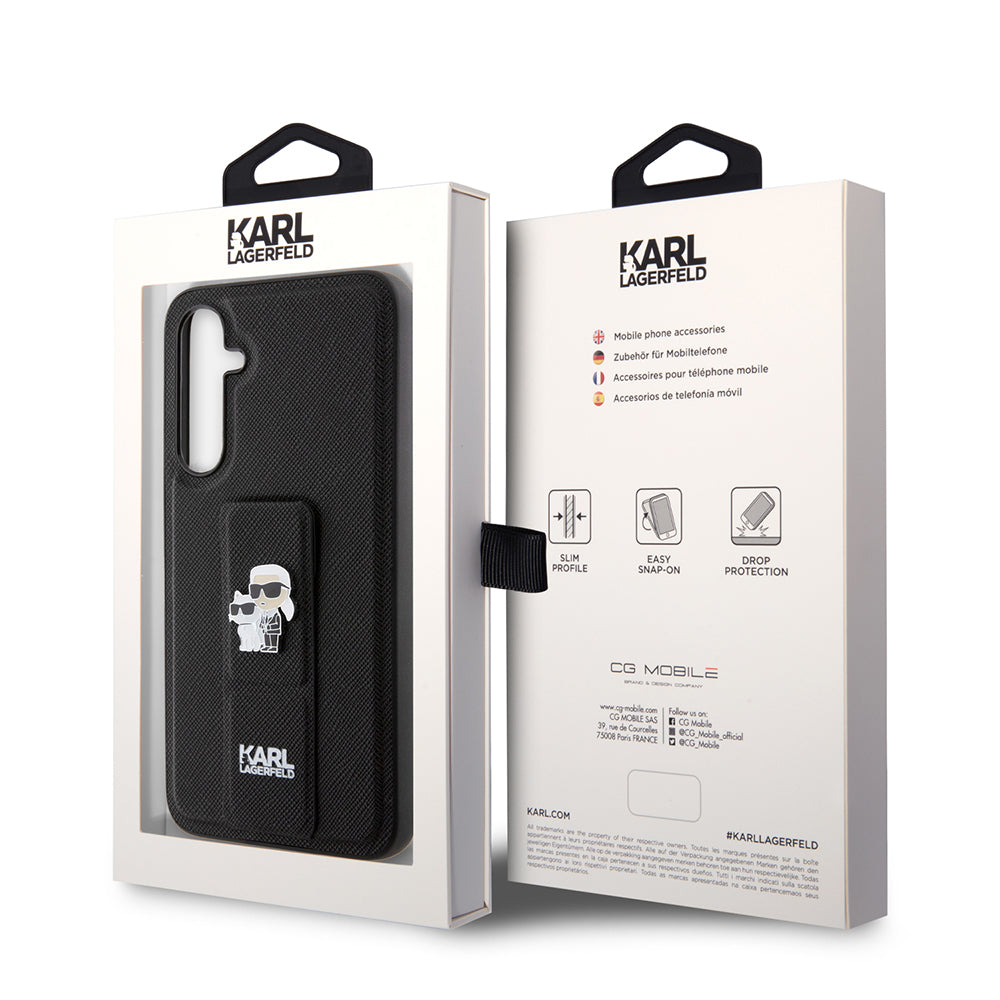 Калъф MagSafe за Samsung Galaxy S23 FE S711, Karl Lagerfeld, Saffiano Gripstand Karl & Choupette, Син