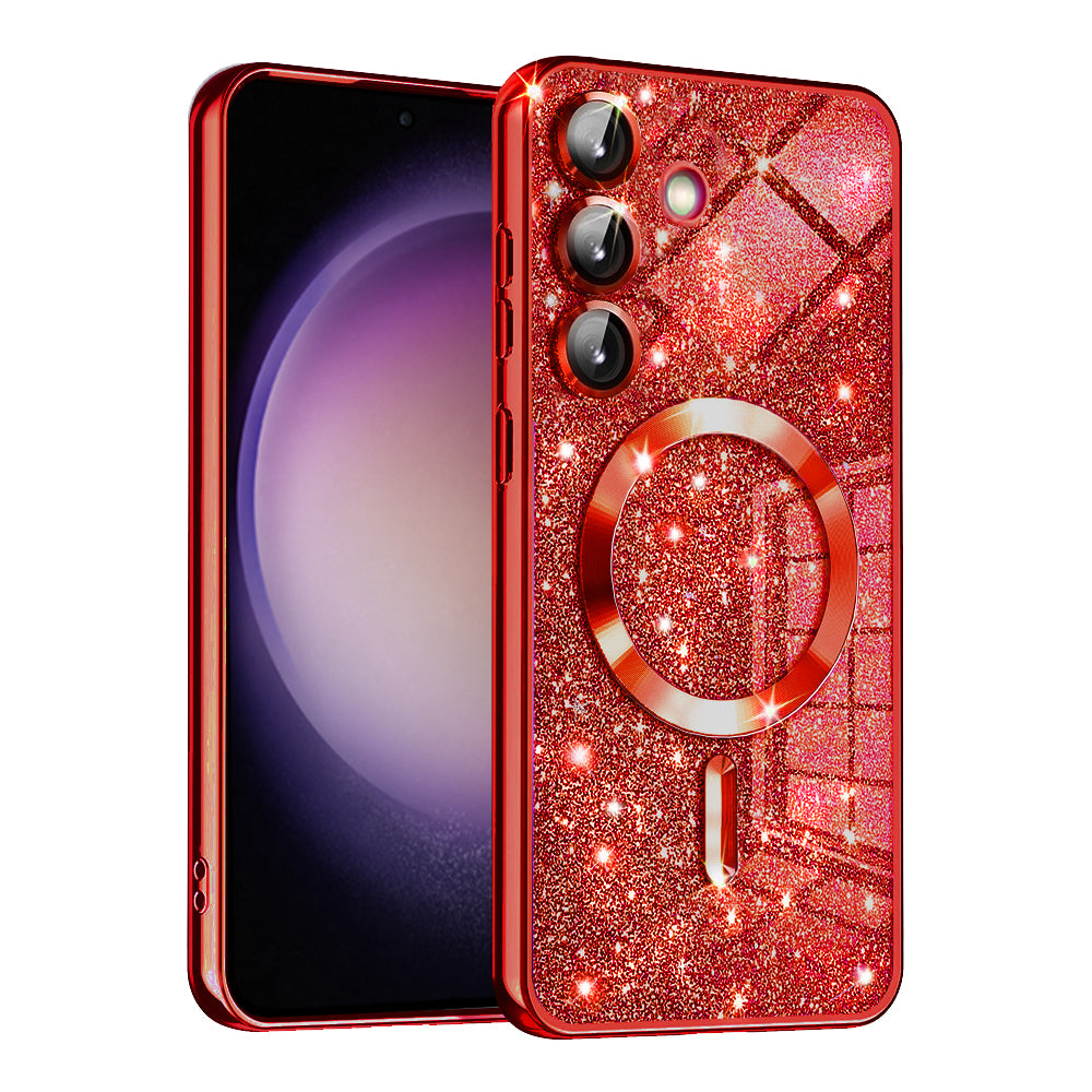 Калъф MagSafe за Samsung Galaxy S23 FE S711, Techsuit, Luxury Glitter, Червен